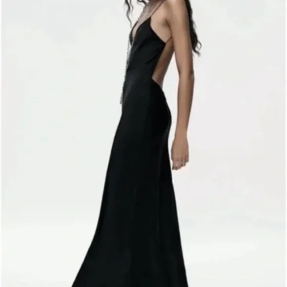 NWOT ZARA black Backless Slip Dress Size XS